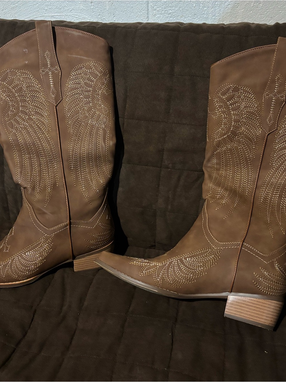 Women’s Brown Embroidered Heeled Cowboy Boots